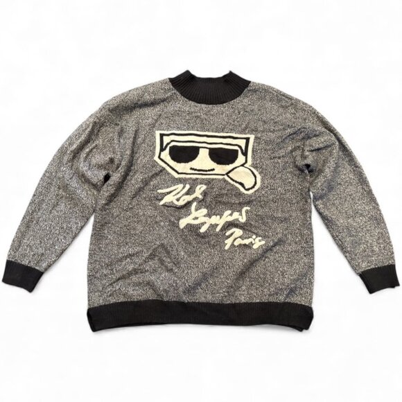 Karl Lagerfeld Paris Women’s Mockneck Sweater – Size Large – Marled Gray & Black - Picture 2 of 9